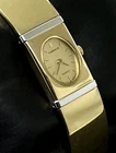 Vintage 1988 LASSALE Seiko Tank Womens 20mm Quartz Watch Gold Case Bracelet Dial