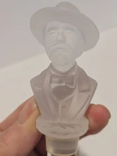 Vintage 2004 Jasper Newton "Jack" Daniel Frosted Crystal Bust Bottle Stopper