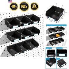 Pegboard Bins with Hooks and Labels, for Organizing Accessories, 10 Packs, Black