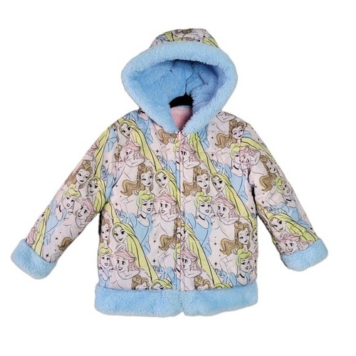Kinder Disney Prinzessin Kunstfell Wendemantel Gr. 3T rosa blau Kapuze Taschen - Bild 2 von 9