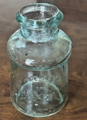 Bixby boot polish 2.5'' x 4'' Pat. Mch 6/83 antique slight blue green tint or ink?