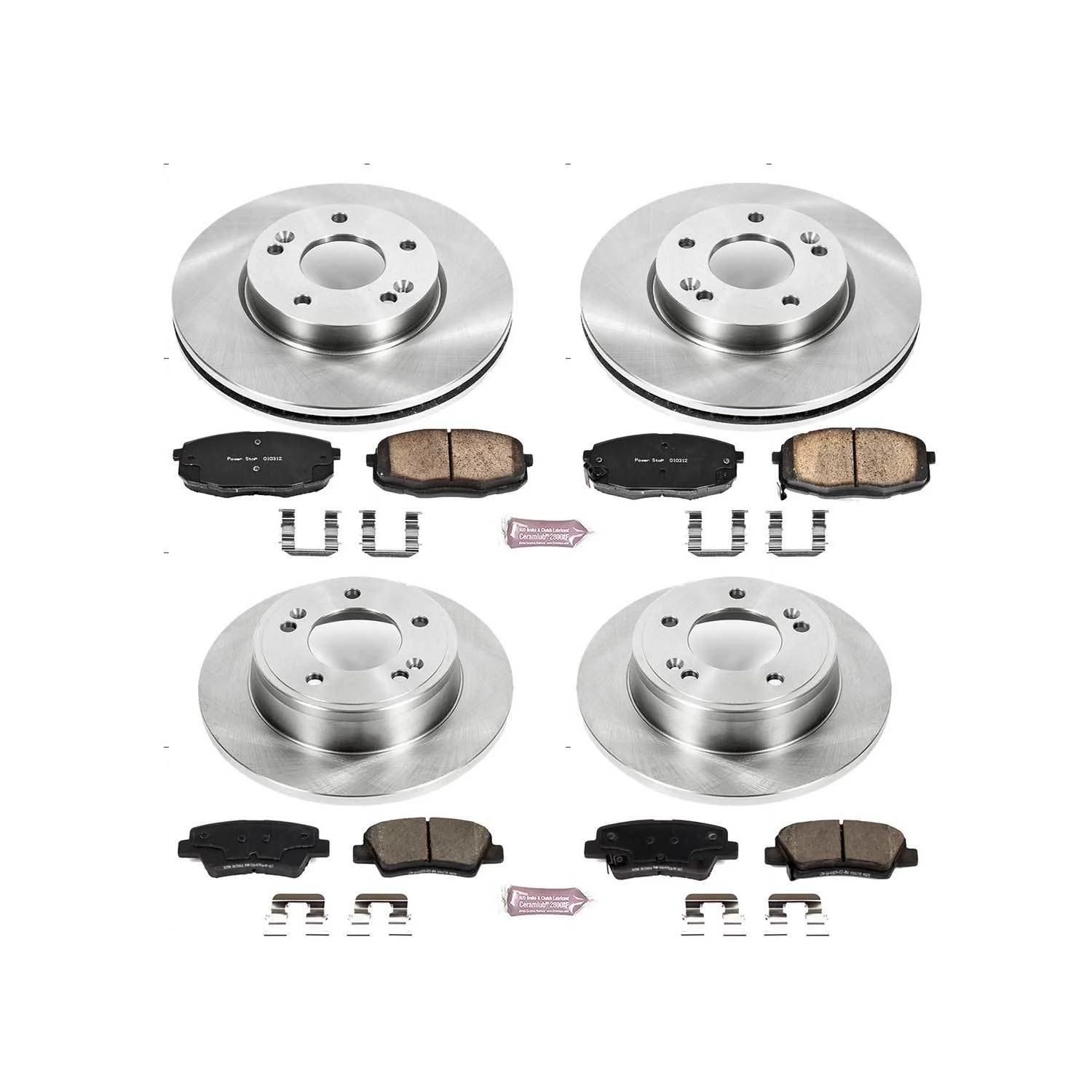 Power Stop KOE6945 1-Click Daily Driver Brake Kits Front & Rear OE Replacement R