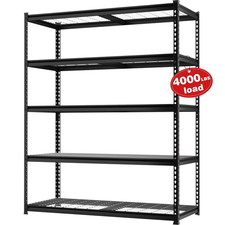 4000 Lbs 5-Tier Metal Shelving Unit, 72  H X 48  W X 24  D, Heavy Duty Adjustable S