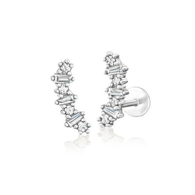 Ross-Simons 0.15 ct. t.w. Diamond Flat-Back Ear Climbers in Sterling Silver