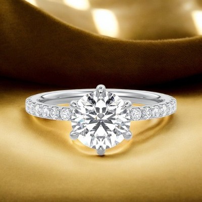 Diamant Halbfassung Ring in 18 Karat Weißgold rund 0,50 Karat massiv Größe 7