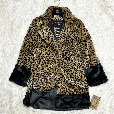 d.i.a. Y2K Leopardenmuster Öko Pelzmantel Unisex Größe F unbenutzt Länge 77 c...