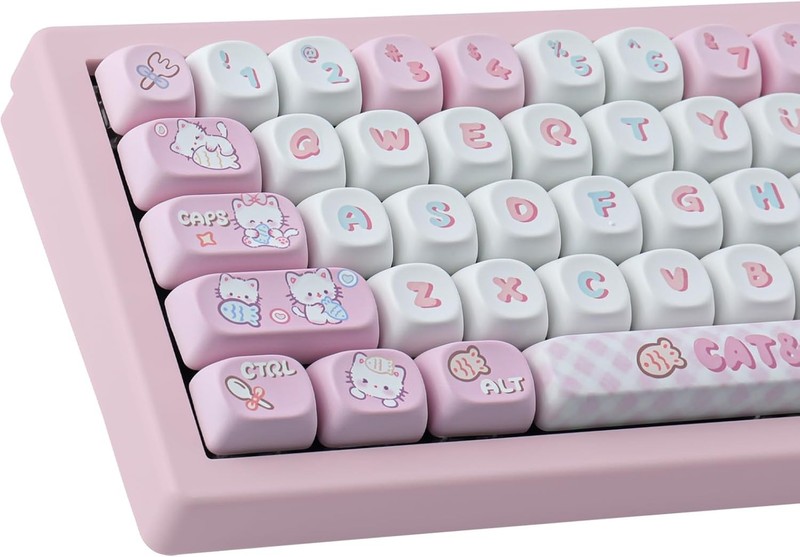 Sunzit Cute Custom Keycaps 141 Keys PBT Keycap Set,MOA Profile keycaps Dye-Sub