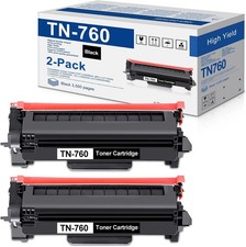 TN760 2PK High Yield Black Toner for Brother HL-L2350DW MFC-L2750DW L2710DW