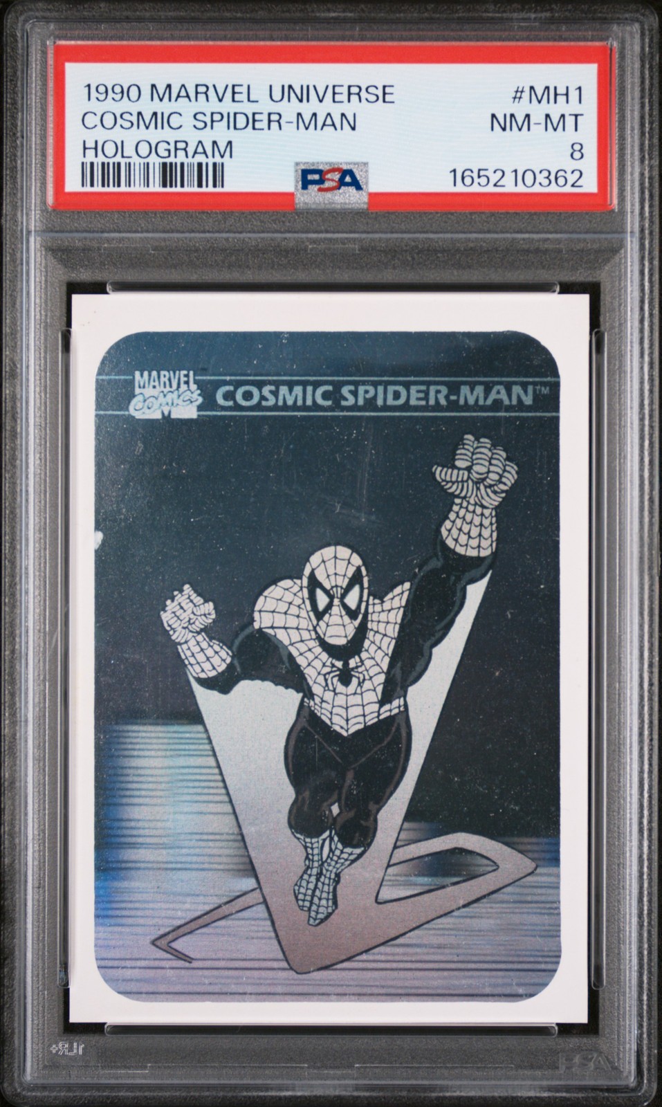 1990 MARVEL UNIVERSE HOLOGRAM #MH1 COSMIC SPIDER-MAN PSA 8