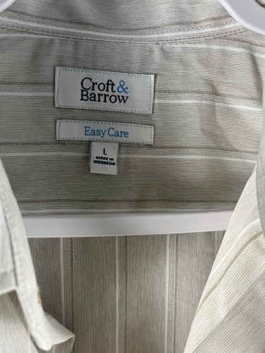 Croft & Barrow Shirt Mens Large Striped Short Sleeve Button Up Easy Care - Picture 3 of 6