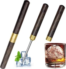 2 Pack Ice Pick for Breaking Ice, 6.8" Stainless Steel Ice Picks with Ebony Wood