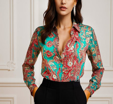 SALE GORGEOUS! Roberto Cavalli ITALY SILK BLOUSE size S-m 40-42