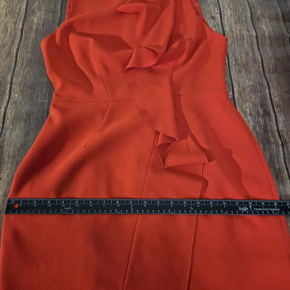 Vestido Karen Millen Para Mujer 10 Rojo Doblado Crepé Vestido Sin Mangas Midi Forrado Foto 4 de 4