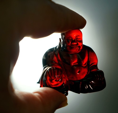 Buddha Figurine Sculpture Made from Cherry Amber - Picture 8 of 12