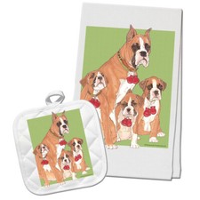 Boxer Kitchen Dish Towel and Pot Holder Gift Set