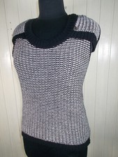 Pull grosse maille noir et blanc sans manches  Cop Copine Bingo S 34/36
