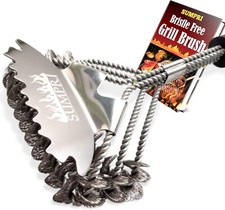 Stainless Steel Grill Brush Bristle Free Scraper Extra Wide 3D Scraper 18 Inch