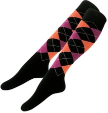 6 Paar Kniehohe Reitstiefelsocken – Mit Argyle-Muster, 79% Baumwolle – Größe 37-40 (UK 4-7), Mehrfarbig