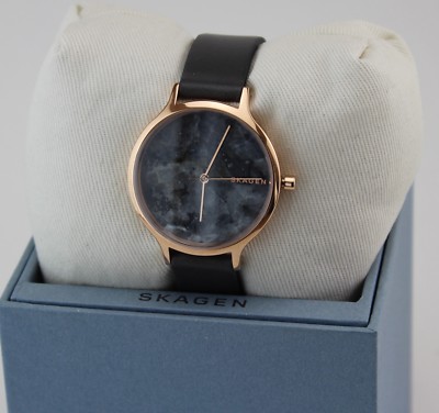 NEW AUTHENTIC SKAGEN ANITA ROSE GOLD GREY LEATHER MOP  display picture 2