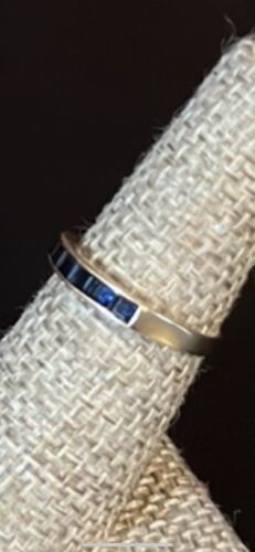 Ring 0,75 kt natürlicher blauer Saphir Jubiläumsring 14 K Gelbgold Größe 7 - Bild 2 von 11