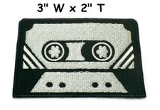 Cassette tape retro seventies music embroidered applique iron-on patch S-1200