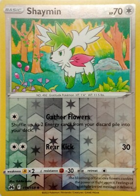 115/159 SHAYMIN REVERSE HOLO CROWN ZENITH POKEMON CARD