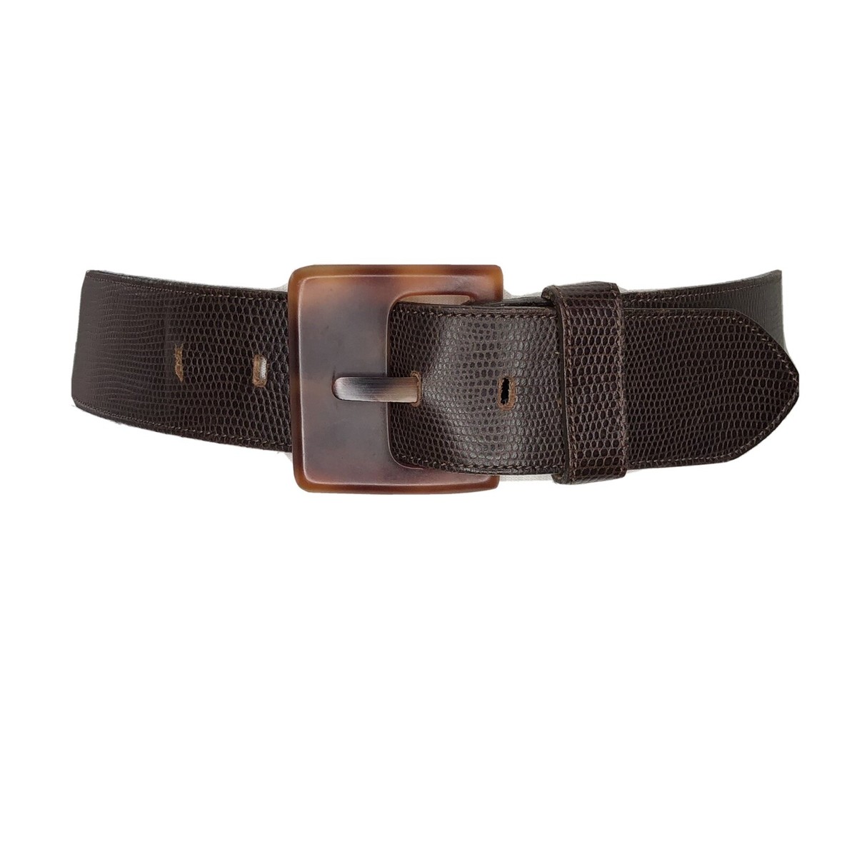 Jennifer Graham Brown Leather Belt Faux Tortoise Buckle S  display picture 1
