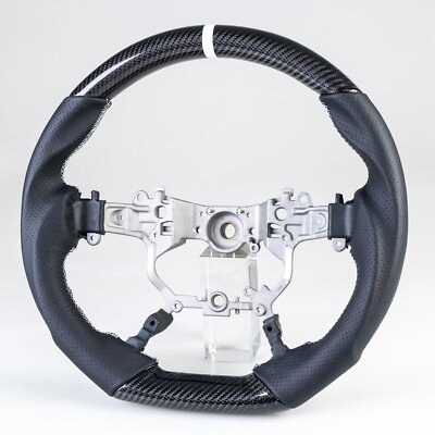Carbon Flat Bottom Leather White Steering Wheel For Toyota Land Cruiser Prado