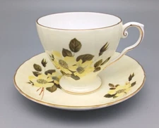 Royal Grafton Teacup and Saucer Yellow w Yellow Flowers Made In England