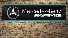 Mercedes-Benz AMG 2x8 FT Banner Car Racing Flag for Workshop Man Cave Wall