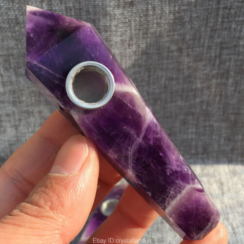 Natural dreamy amethyst Smoking Pipes quartz Crystal Point obelisk Healing Wand - Picture 1 of 12