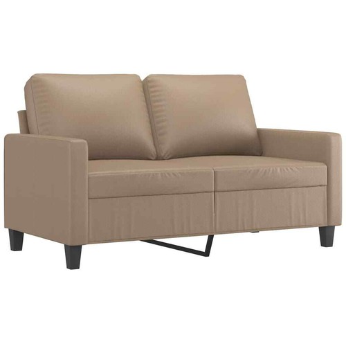 2-Seater Sofa Lounge Couch Futon Chair Modern Faux Leather Cappuccino 120cm - Picture 2 of 9