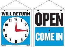Open Closed Return Signage Double Sided With Clock For Retail Office School 9...