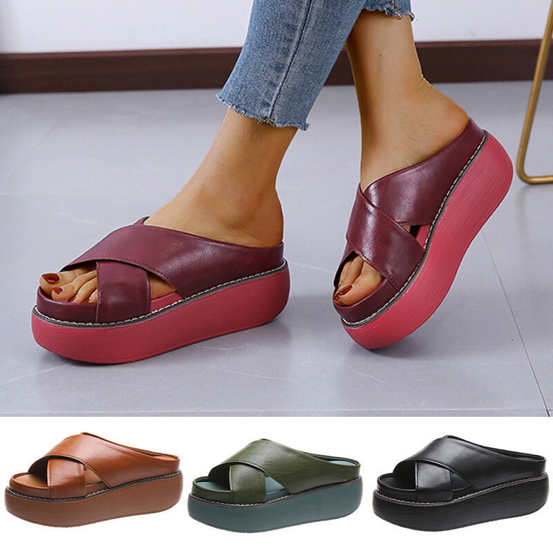 PANTOFOLA D’ORO Sandali donna plateau zeppa mules comodi slip on cinturini punta aperta misura estiva