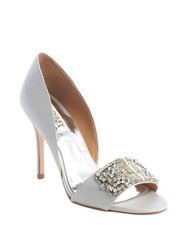 NIB Badgley Mischka Alessandra Silk wedding bridal open toe pump heels shoes 9,5