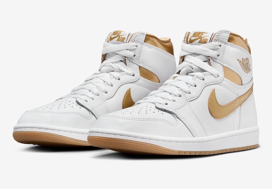 Nike Air Jordan 1 High OG White-Metallic Gold Sneakers Various Nike Air Jordan 1 High OG White-Metallic Gold Sneakers Various