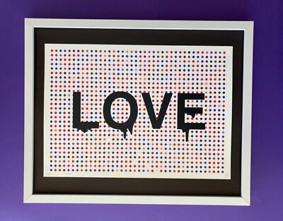 DEATH NYC Hand Signed LARGE Print Framed 16x20in COA LOVE DOTS DAMIEN HIRST &!