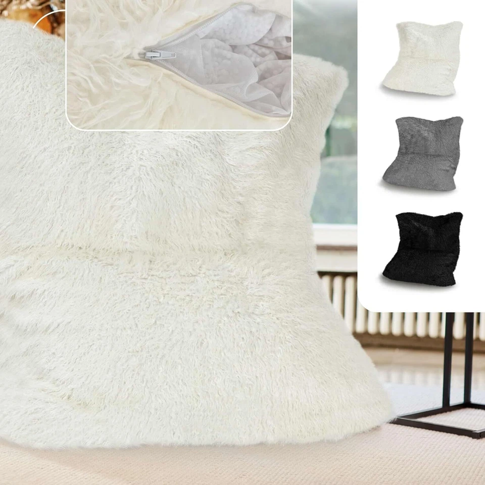 XXL Riesen Sitzsack Felloptik Kunstfell Sitzkissen Bodenkissen Beanbag 180x140cm - Bild 3 von 4