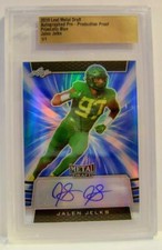 JALEN JELKS AUTO 1/1 PRISMATIC BLUE PRE-PRODUCTION PROOF LEAF METAL DRAFT 2019
