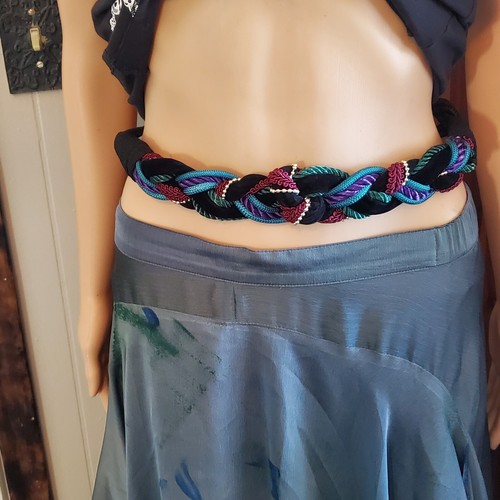 Vintage Colorful Braided Rope/ Cord Belt Size M/L 33" Long