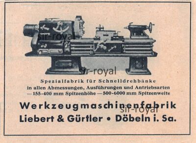 Liebert & Gürtler Maschinenfabrik - Döbeln - 1936 - Werbung Reklame ~9x6cm