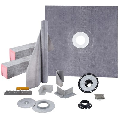 #ad 48quot;x48quot; Shower Curb Kit – Easy Installation with Stainless Steel Drain $318.99