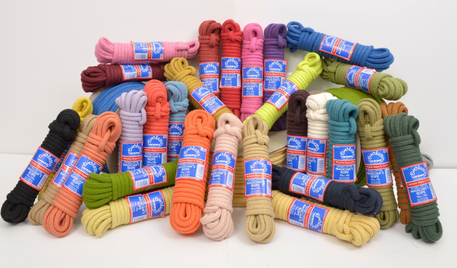6MM EVERLASTO COLOURED MAGICIAN'S ROPE HOLLOW BRAID SOFT COTTON ROPE 30 COLOURS