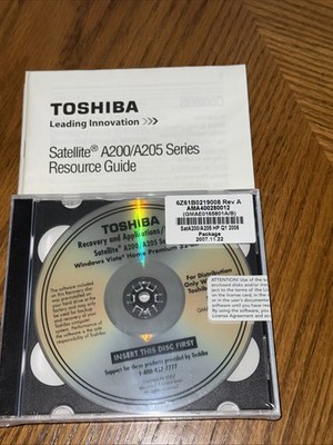 Toshiba  Recovery And Applications/Drivers Satellite P200/P205 CD Brand New