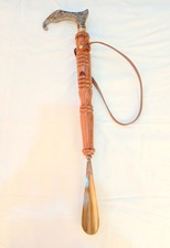 Solid Brass Elephant Face Handle Shoe Horn 21" Long Handle Dressing Aid Gift
