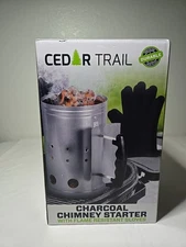 Cedar Trail Durable Charcoal Chimney Starter with Flame Resistant Gloves