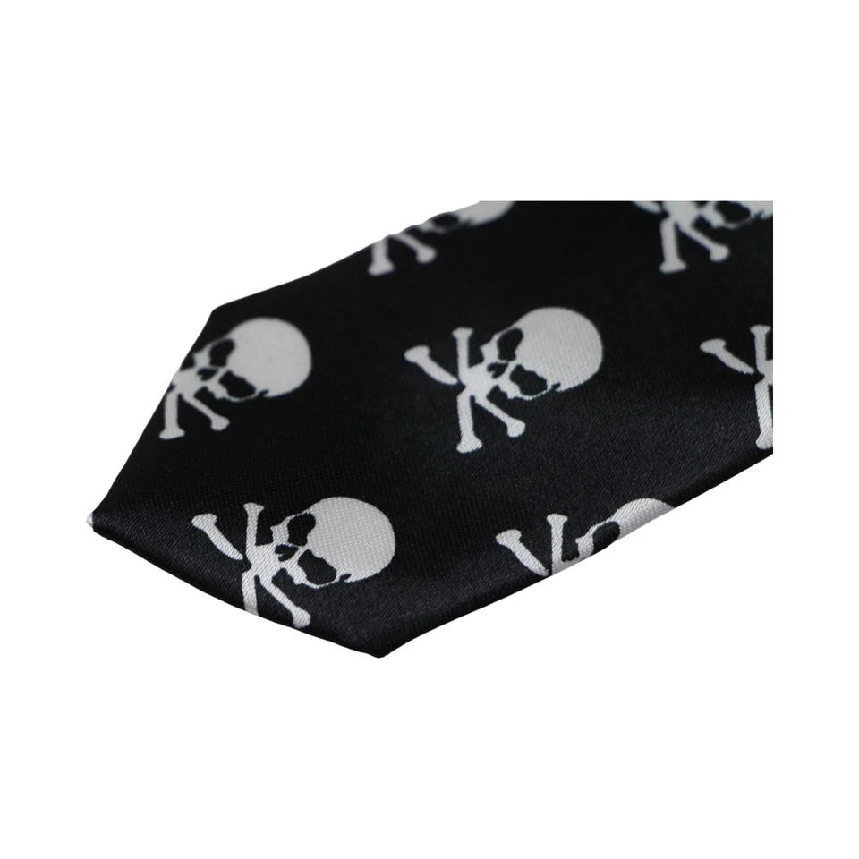 Mens Black & White Skulls 5cm Skinny Neck Tie - Image 3 of 3