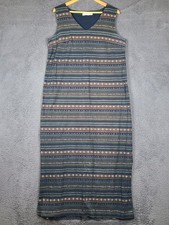 Fresh Produce Womens XL Cotton Sleeveless V-Neck Maxi Dress Geometric Stripe