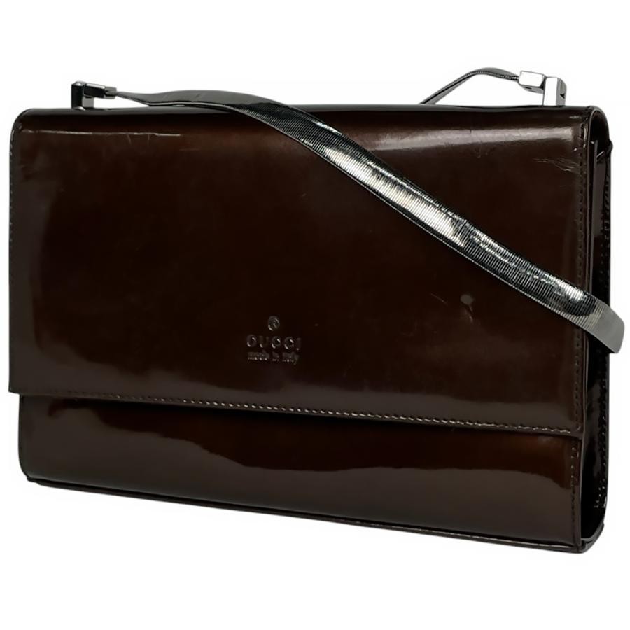 Borsa a tracolla Gucci logo vernice pelle marrone vintage autentica