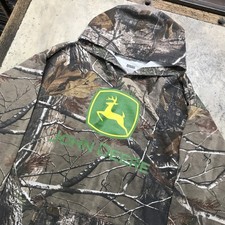 John Deere Hoodie Sz XL Real Tree Core Camo Logo Sweatshirt Outdoor Hunting Read
